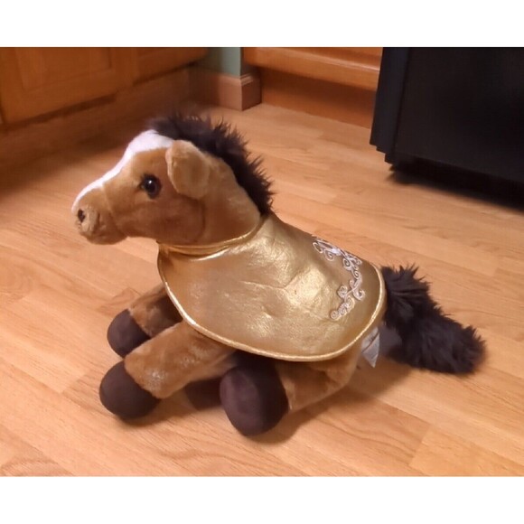 Build A Bear Horse Pony Plush Brown 13" Stuffed Animal Toy Mane Tail Gold Cape - Picture 2 of 10